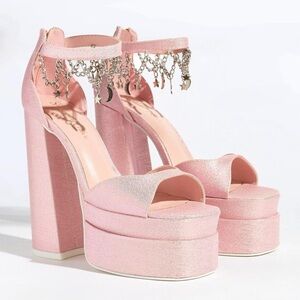 Glamorous Pink Platform Heels with Chain Detail